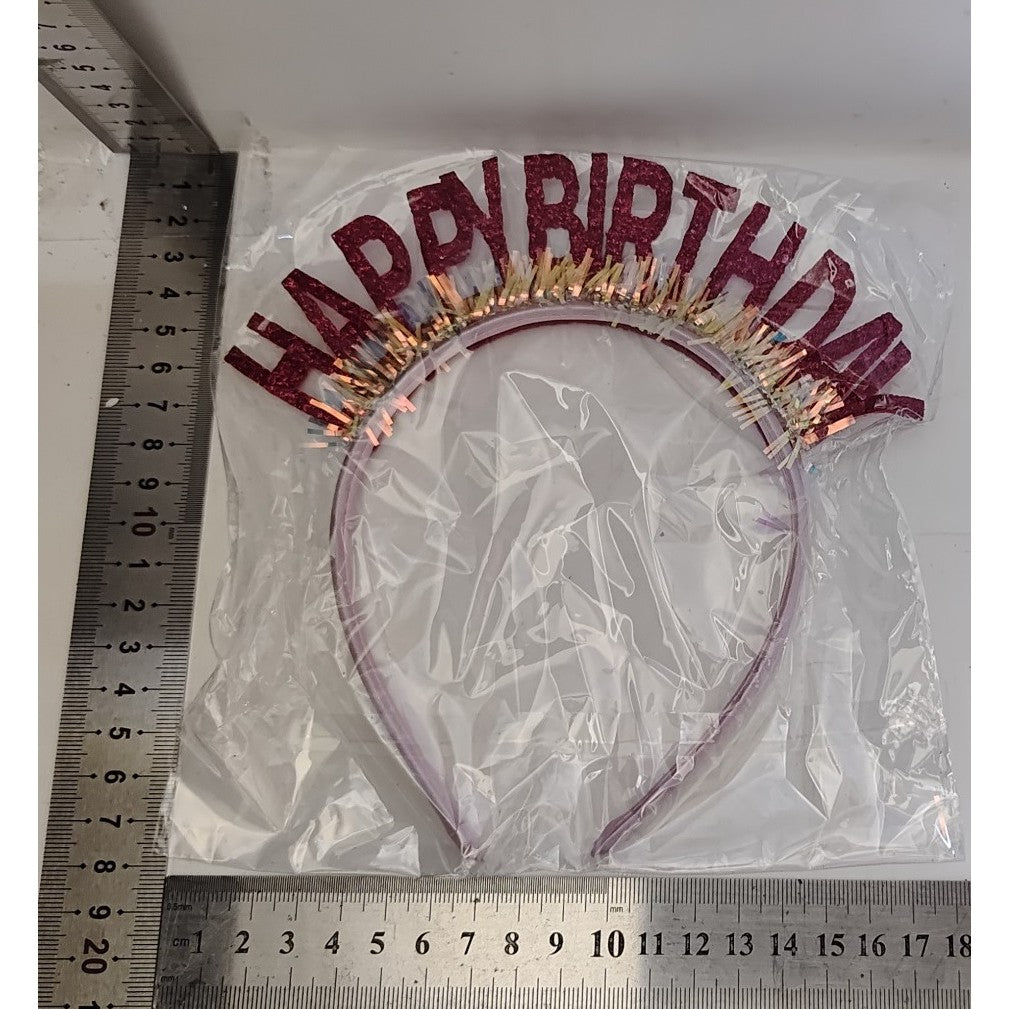 Coroniță Decorativă Happy Birthday, Accesoriu Petrecere Aniversară cu Paiete Laser și Sclipici, Plastic Flexibil, Mărime Universală, Roz