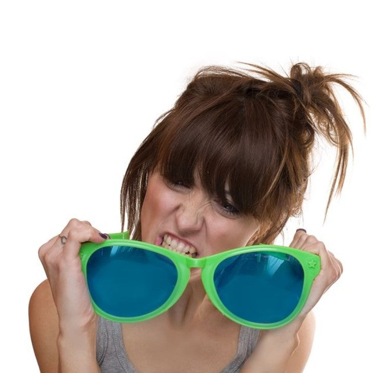 Ochelari Deghizare Giganti, Accesoriu Photo Booth si Petreceri Tematice, Design Oversize Patrat, Material Plastic Rezistent, 26 x 9 cm, Verde