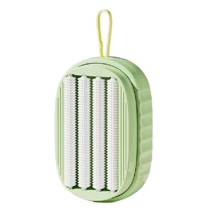 Perie de Spalat Haine cu Dispenser Detergent si 4 Role de Curatare, Buton Control Flux, Cap Detasabil si Agatatoare, ABS si PS, Verde