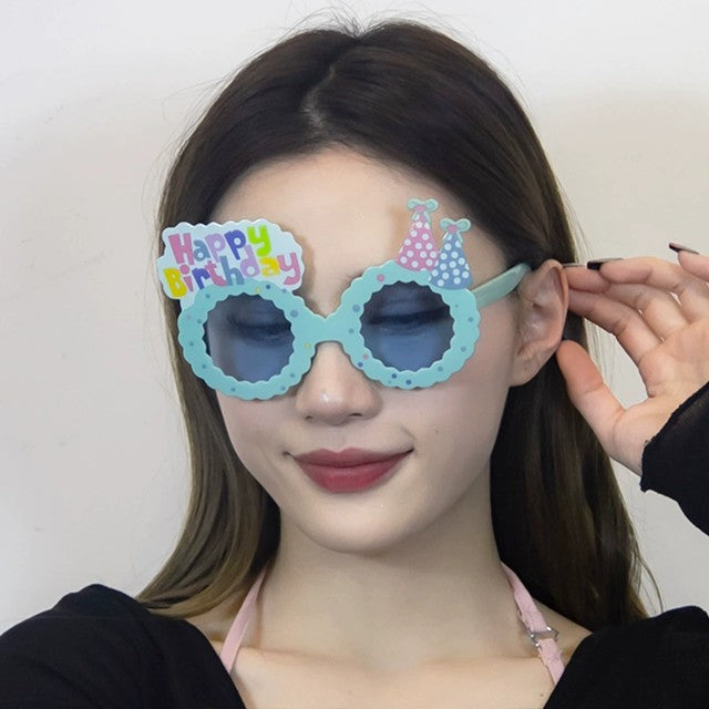 Ochelari Decorativi pentru Petrecere, Model Happy Birthday, Accesoriu Aniversare Unisex, Material ABS Rezistent, 13.5 x 8.5 cm, Albastru