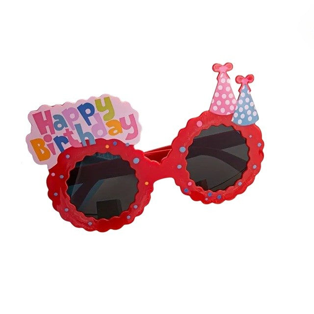 Ochelari Decorativi pentru Petrecere, Model Happy Birthday, Accesoriu Aniversare Unisex, Plastic ABS Rezistent, 13.5 x 8.5 cm, Rosu