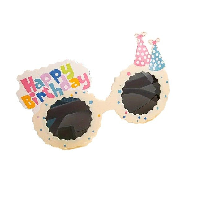 Ochelari Decorativi Pentru Petrecere Happy Birthday, Accesoriu Aniversare Unisex, Material ABS Rezistent, 13.5 x 8.5 cm, Bej