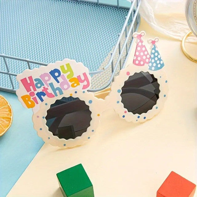 Ochelari Decorativi Pentru Petrecere Happy Birthday, Accesoriu Aniversare Unisex, Material ABS Rezistent, 13.5 x 8.5 cm, Bej