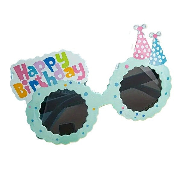 Ochelari Decorativi Petrecere Happy Birthday, Accesoriu Aniversare Unisex, Design Festiv, Material ABS Rezistent, 13.5 x 8.5 cm, Albastru