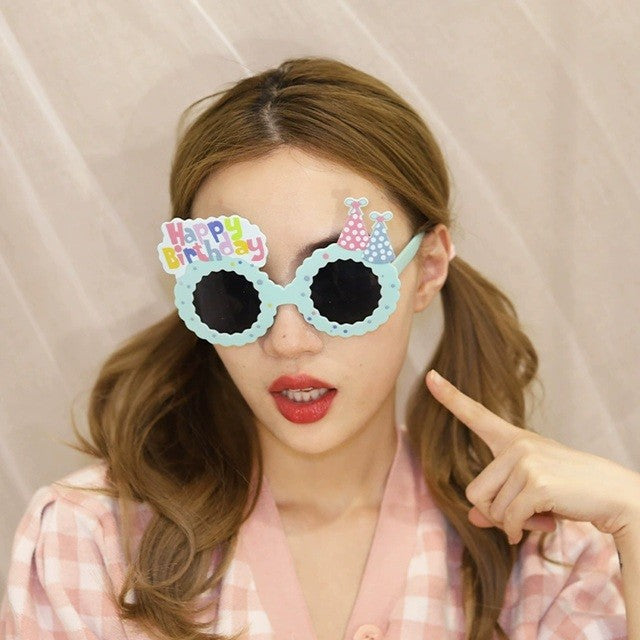Ochelari Decorativi Petrecere Happy Birthday, Accesoriu Aniversare Unisex, Design Festiv, Material ABS Rezistent, 13.5 x 8.5 cm, Albastru