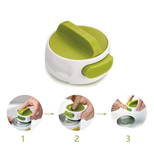 Desfacator Manual de Conserve si Sticle, Mecanism Rotund Ergonomic cu Buton Eliberare, ABS si Otel Inoxidabil, 6.8 x 4.8 cm, Verde/Alb