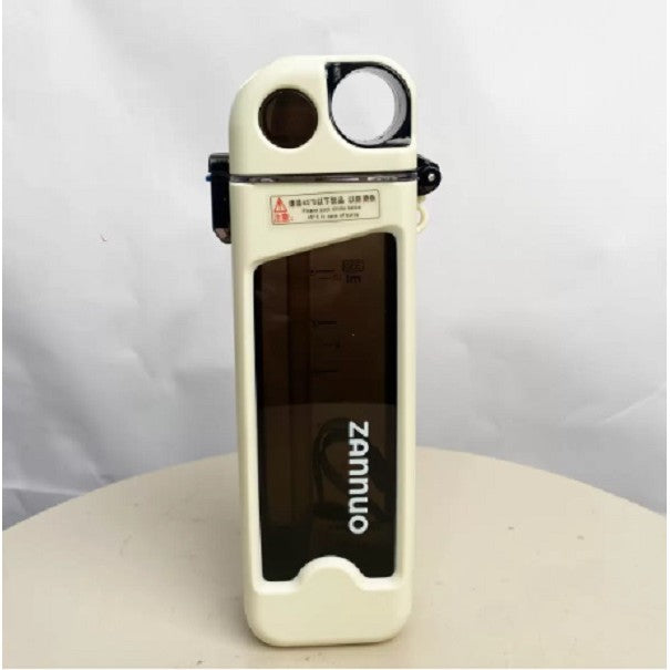Sticla de Apa pentru Sport cu Pai Detașabil, Capac cu Buton de Blocare si Etansare din Silicon, Policarbonat Rezistent la Impact, 350 ml, Alb