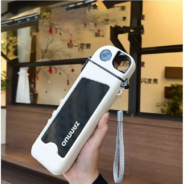 Sticla de Apa pentru Sport cu Pai Detașabil, Capac cu Buton de Blocare si Etansare din Silicon, Policarbonat Rezistent la Impact, 350 ml, Alb