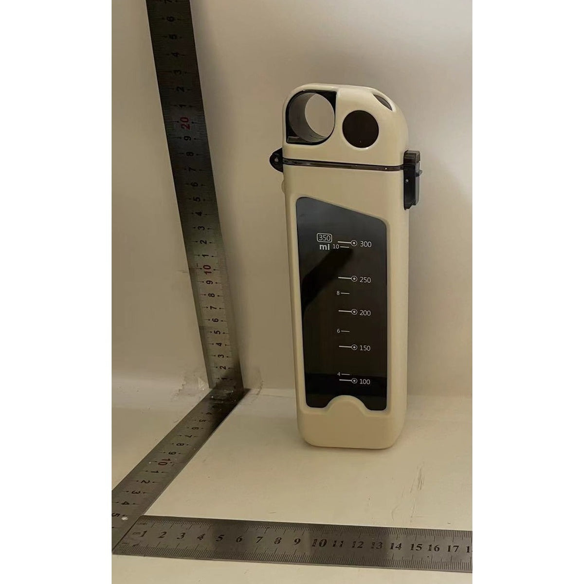 Sticla de Apa pentru Sport cu Pai Detașabil, Capac cu Buton de Blocare si Etansare din Silicon, Policarbonat Rezistent la Impact, 350 ml, Alb