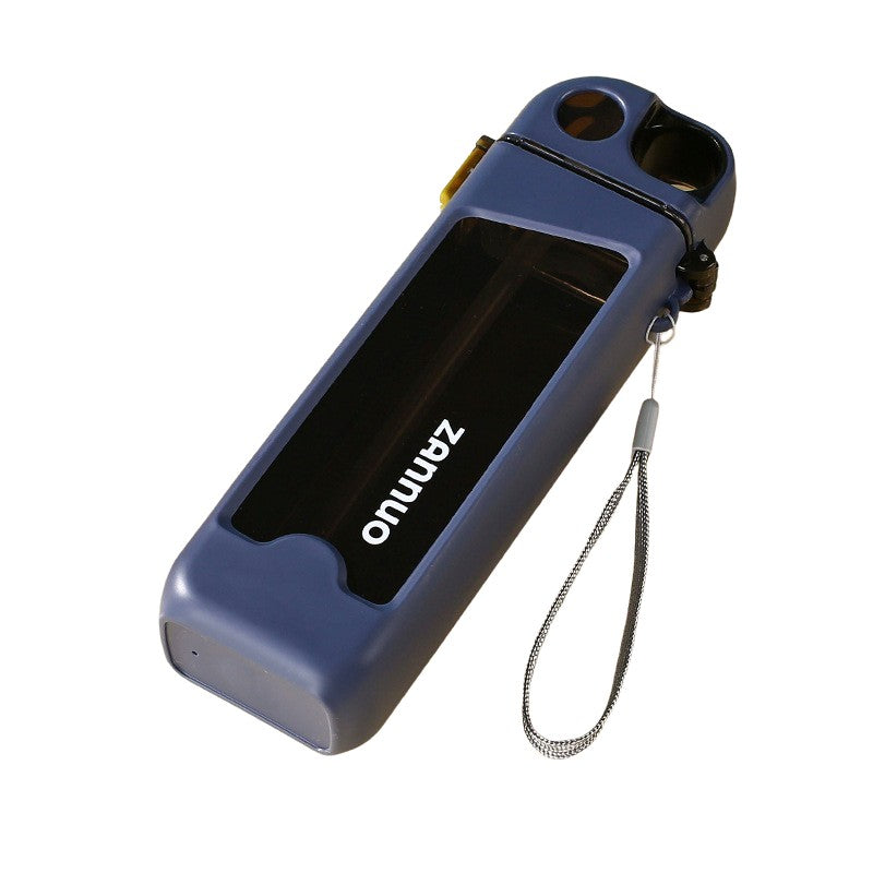 Sticla de Apa pentru Sport cu Pai si Capac, Sistem de Blocare Anti-Scurgere si Snur de Transport, Policarbonat, 350 ml, Albastru