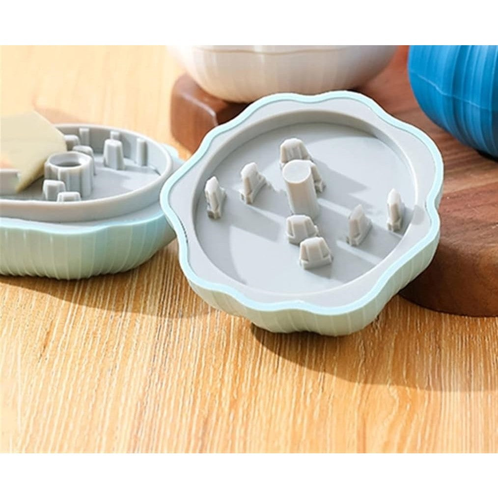 Presa Manuala pentru Usturoi si Mini Tocator Legume, Design Rotativ Compact, Plastic Rezistent, 7 x 7.5 cm, Albastru Deschis