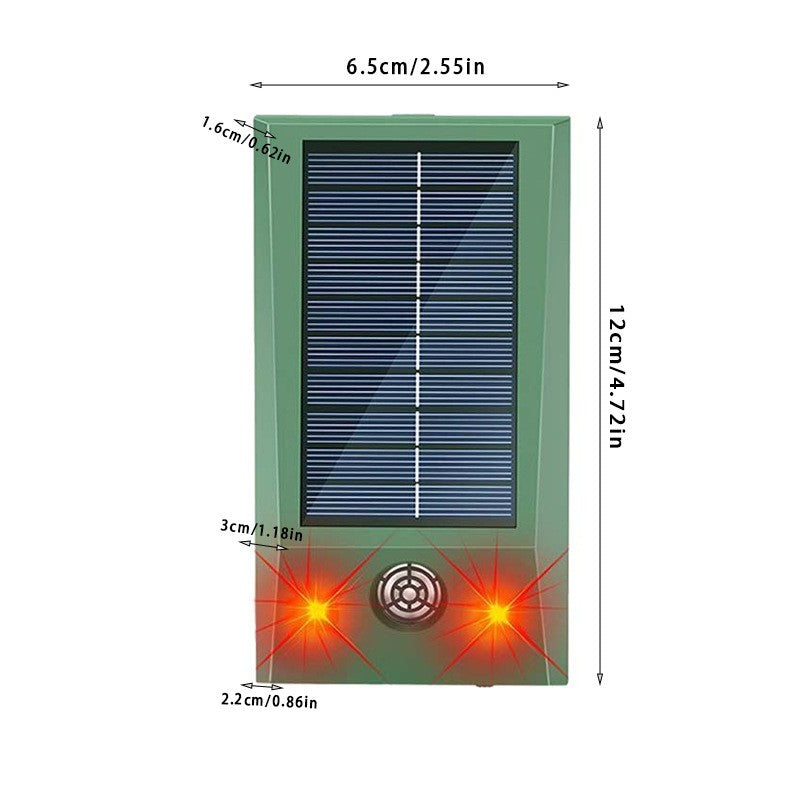 Aparat Solar cu Ultrasunete pentru Alungat Animale, Repelent Anti Rozatoare si Insecte, Rezistent la Apa IP66, Incarcare USB, Material ABS, 12 x 6.5 cm, Verde