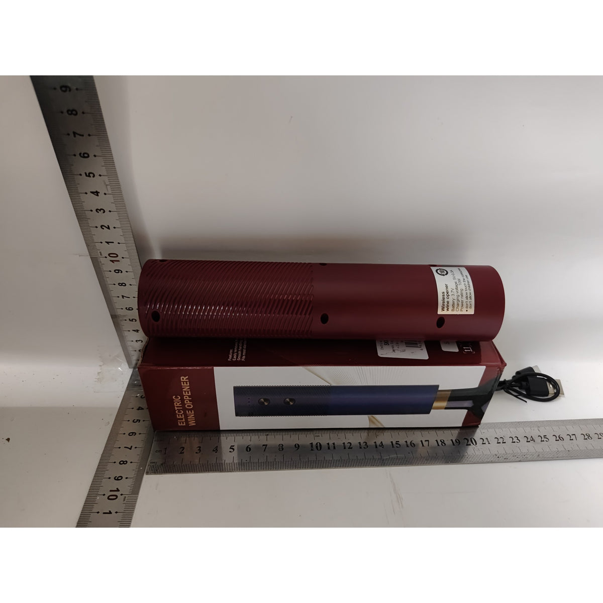 Tirbuson Electric pentru Vin, Deschizator Automat de Sticle, Reincarcabil prin USB, Material ABS si Otel Inoxidabil, 20 x 4.6 cm, Rosu