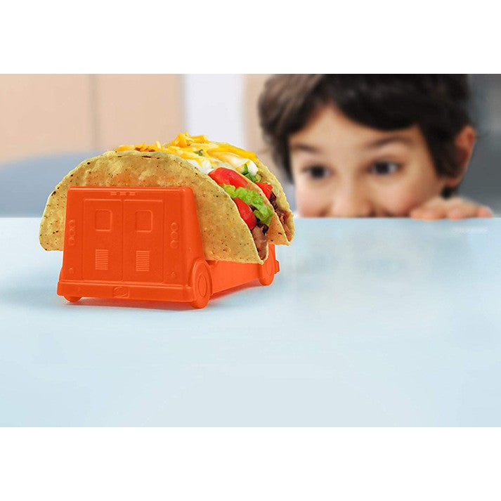 Suport Taco și Tortilla, Model Autobuz Jucăuș, Material PP fără BPA, Compatibil Mașina de Spălat Vase, 14 x 7.5 x 6.5 cm, Roșu