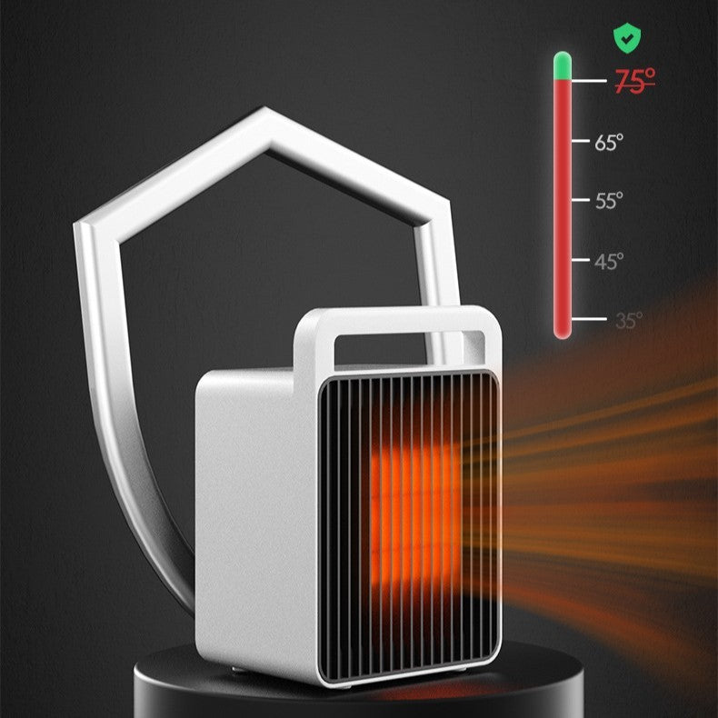 Mini Aeroterma, Radiator Electric Portabil 900W, 2 Trepte de Temperatura, Inchidere Automata la Supraincalzire, Maner de Transport, 15x10.3x21 cm, Alb/Negru