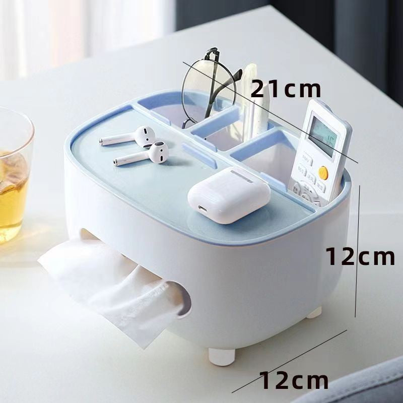 Suport Servetele si Organizator Multifunctional, Cutie Depozitare Accesorii, Design Minimalist, Material ABS, 21x12x12 cm, Albastru