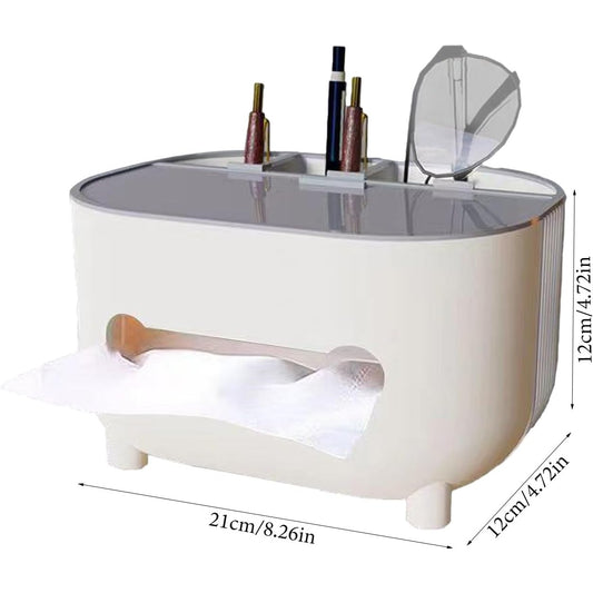 Suport pentru Servetele, Cutie Multifunctionala cu Organizator pentru Obiecte Personale, Design Minimalist Modern, Material ABS Rezistent, pentru Birou sau Masa, 21x12x12 cm, Gri