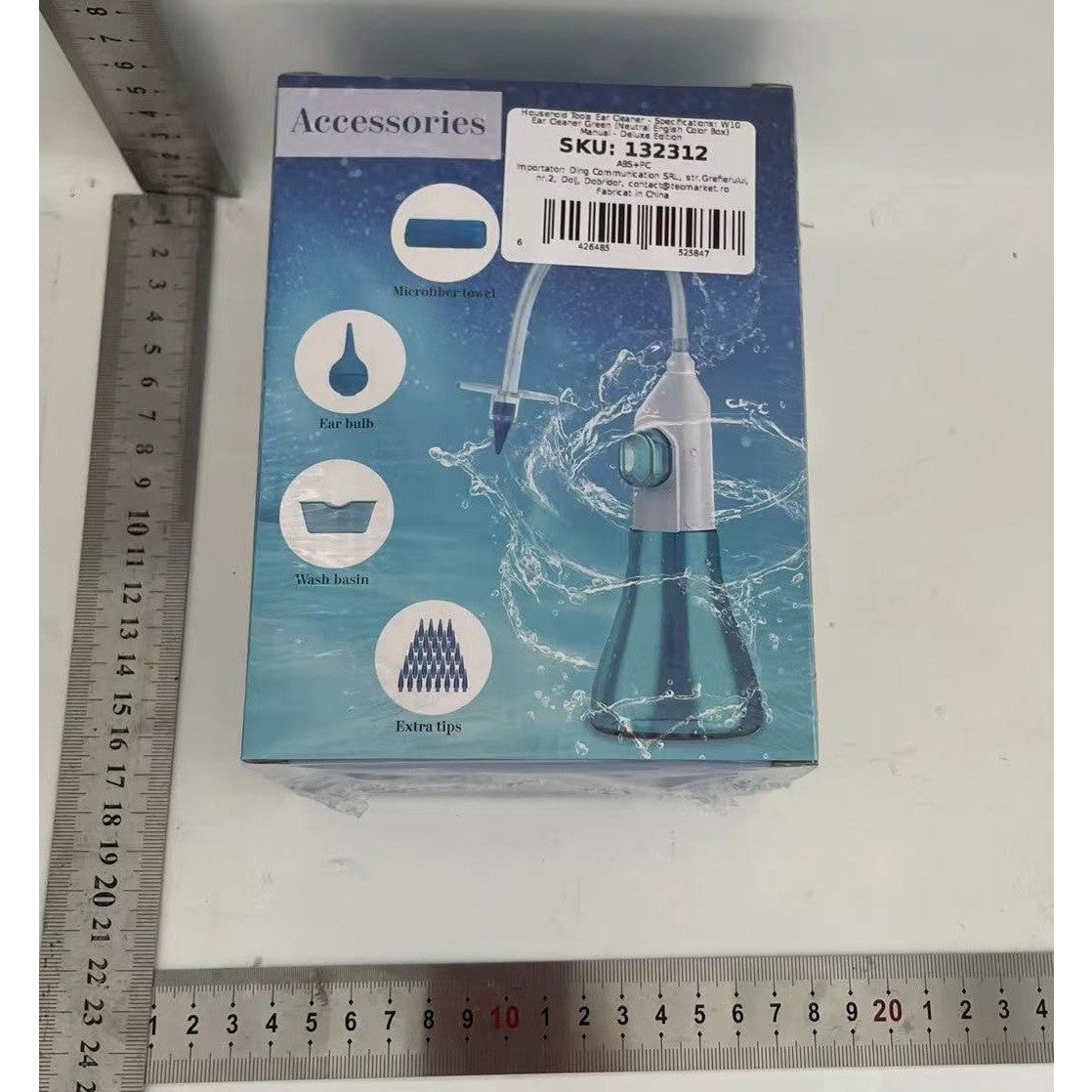 Dispozitiv pentru Curatare Urechi si Indepartare Ceara, Set Complet cu 31 Capete de Rezerva si Pompa, ABS si PC Medical, Verde