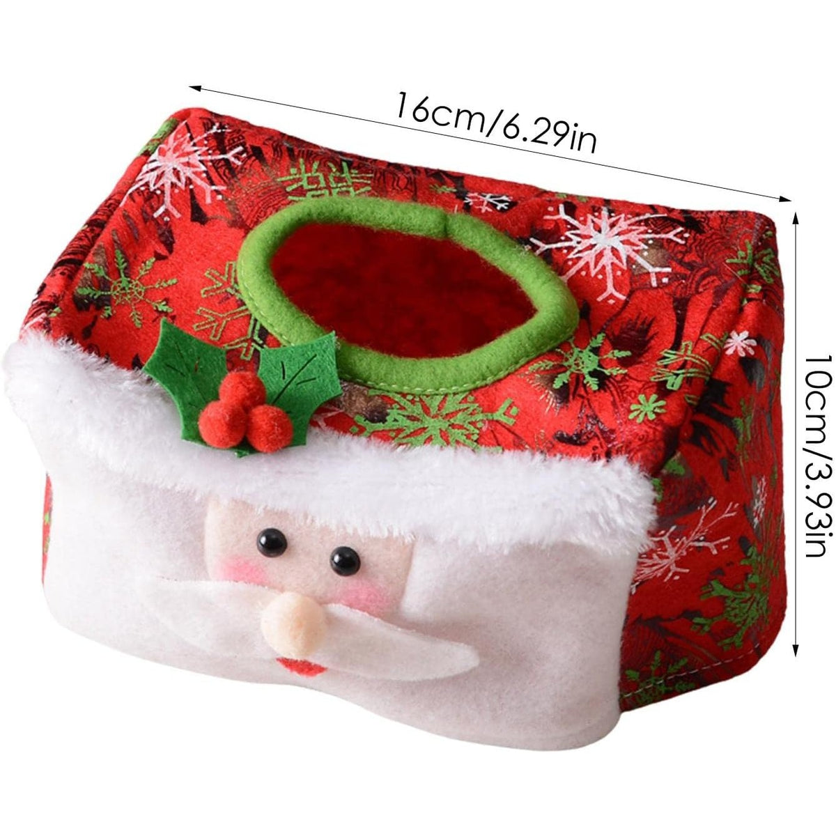 Cutie Decorativa Pentru Servetele, Model Mos Craciun, Tematica Festiva, Material Textil, 16 x 10 cm, Rosu