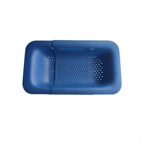 Cos pentru Scurgere Chiuveta Bucatarie, Suport Telescopic si Ajustabil pentru Legume si Fructe, Plastic PP, 36-49 cm, Albastru