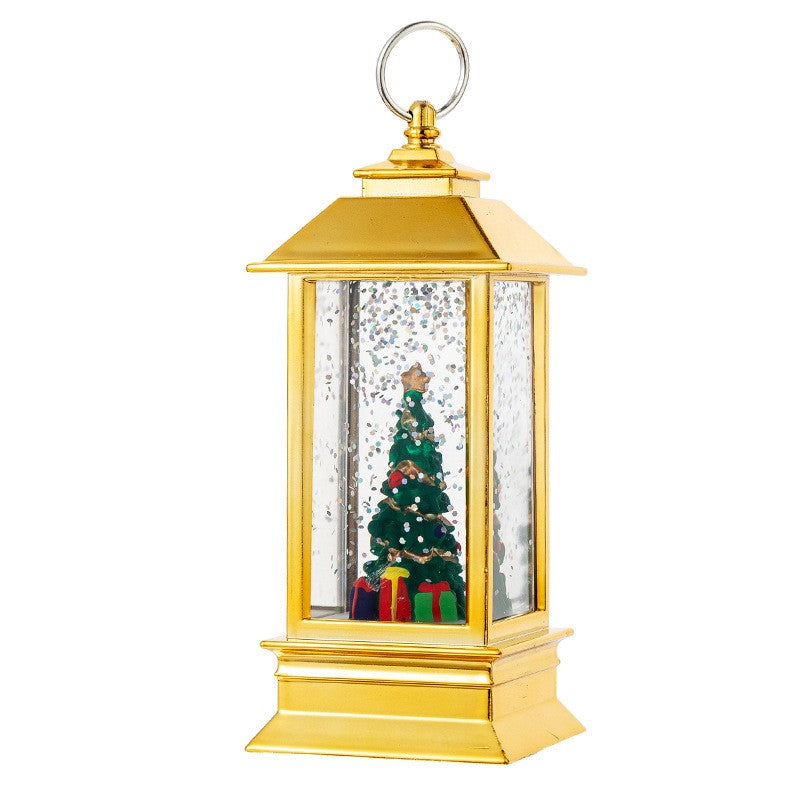Felinar de Crăciun cu Lumină LED, Decorațiune Luminoasă de Sărbători, Model Brad, Material PVC, 5.3 x 5.3 x 13 cm, Galben