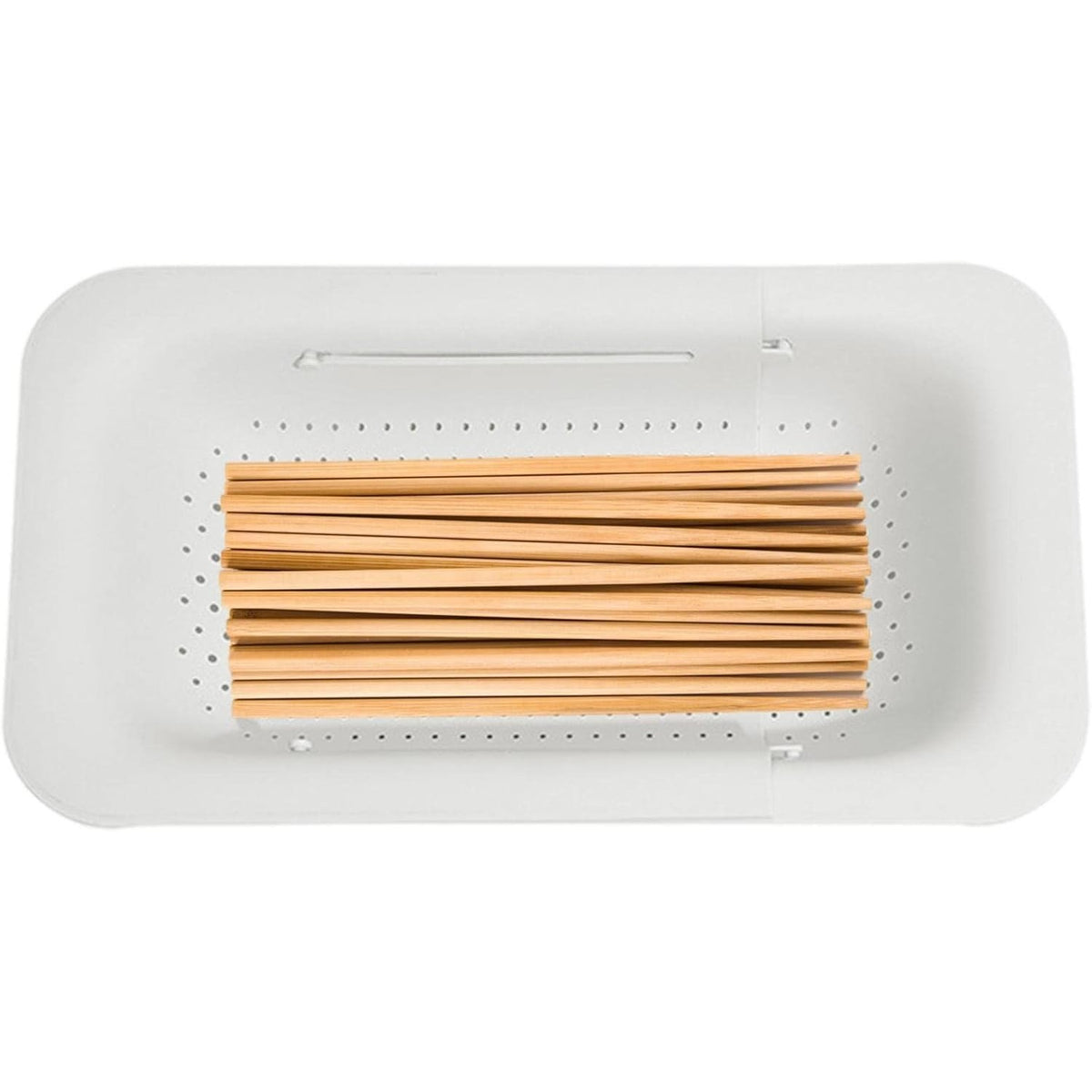 Coș de Scurgere Telescopic pentru Chiuveta de Bucătărie, Organizator Extensibil pentru Fructe și Legume, Polipropilenă Rezistentă, 36-49 cm, Alb