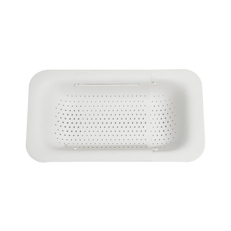 Coș de Scurgere Telescopic pentru Chiuveta de Bucătărie, Organizator Extensibil pentru Fructe și Legume, Polipropilenă Rezistentă, 36-49 cm, Alb
