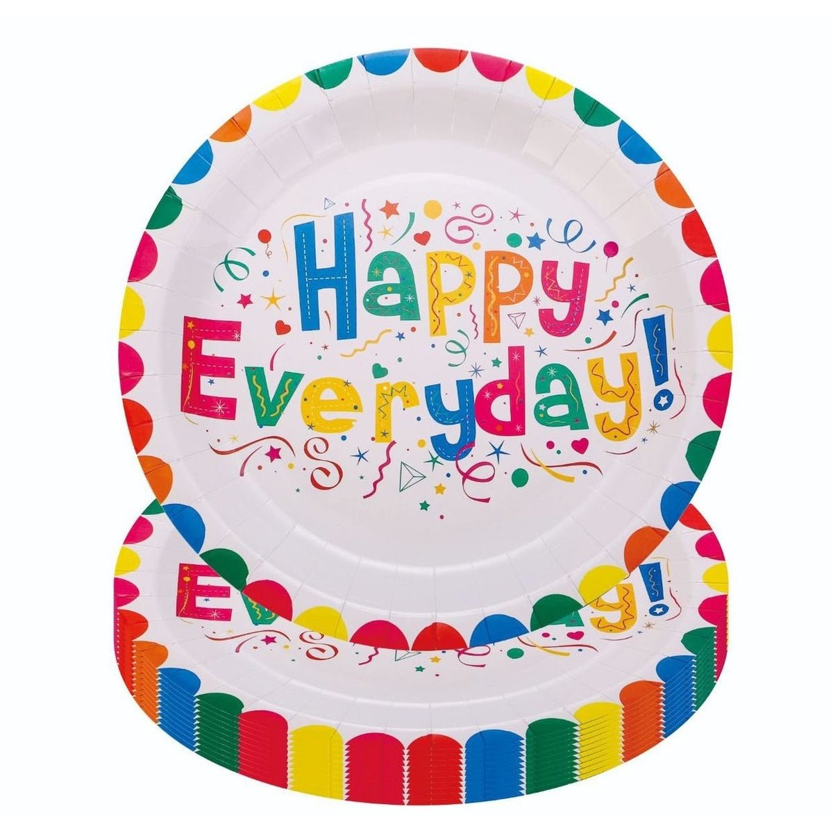 Set 10 Farfurii de Unică Folosință Happy Everyday, Farfurii Desert din Carton 300 g, 17 cm, Multicolor