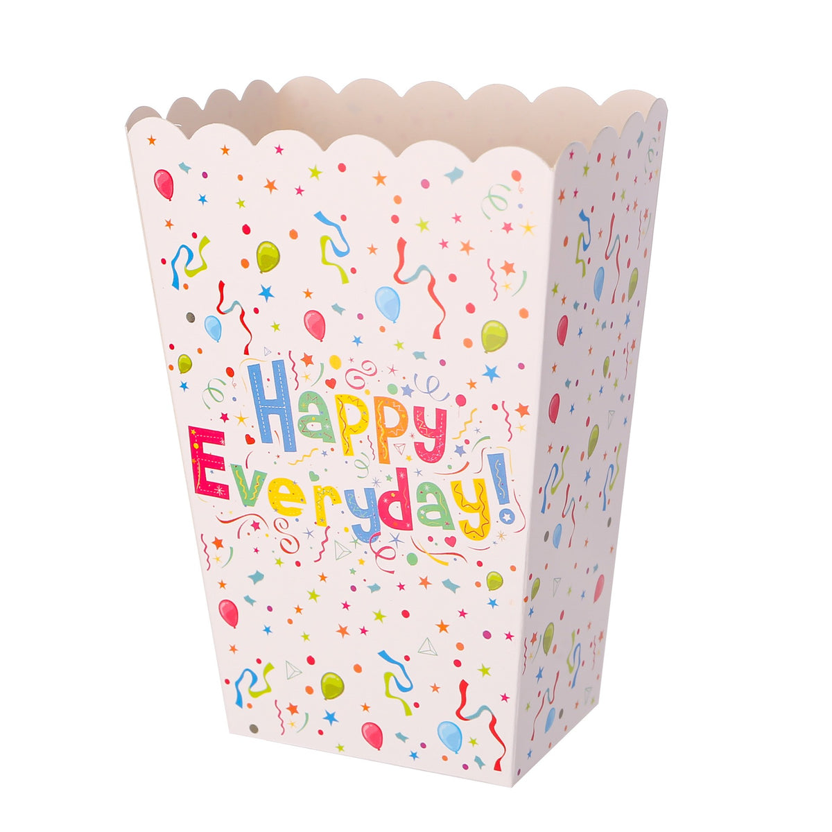 Set 6 Cutii Popcorn Happy Everyday, Recipiente Festive pentru Petrecere, Carton Imprimat, 17 x 15 cm, Multicolor