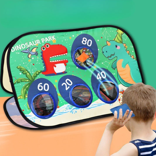 Joc Interactiv de Aruncare la Tinta, Model Dinozauri cu 8 Mingi si 4 Saci de Nisip, Geanta Portabila de Transport, 77.5x44.5x42 cm, Multicolor