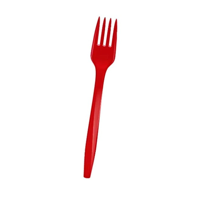 Set 16 Furculite de Unica Folosinta, Design Festiv pentru Petreceri si Craciun, Plastic Rezistent, 15 cm, Rosu