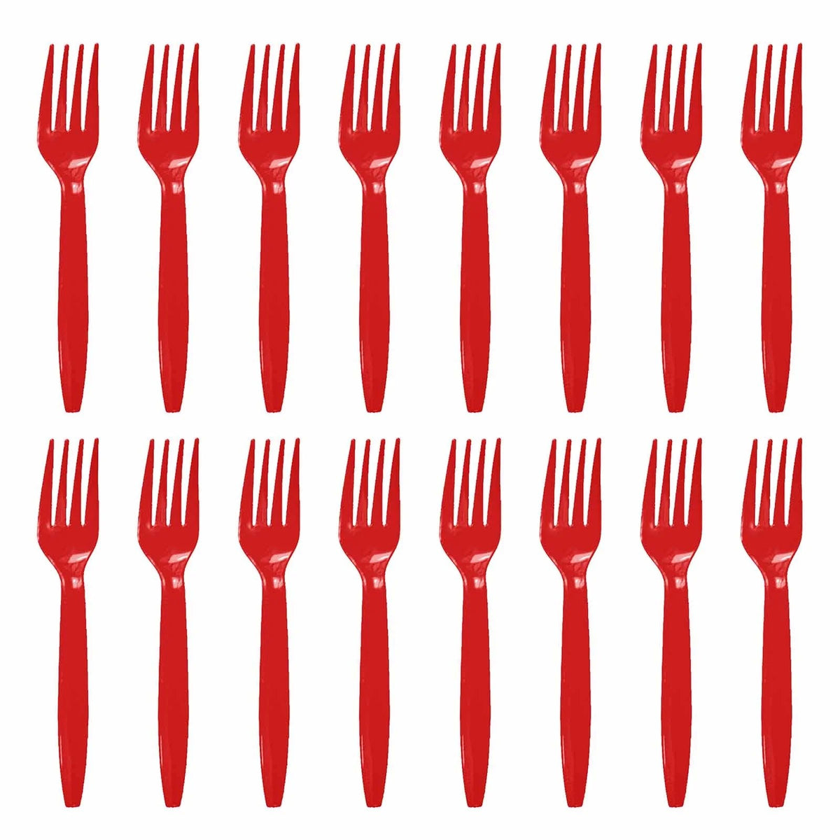 Set 16 Furculite de Unica Folosinta, Design Festiv pentru Petreceri si Craciun, Plastic Rezistent, 15 cm, Rosu