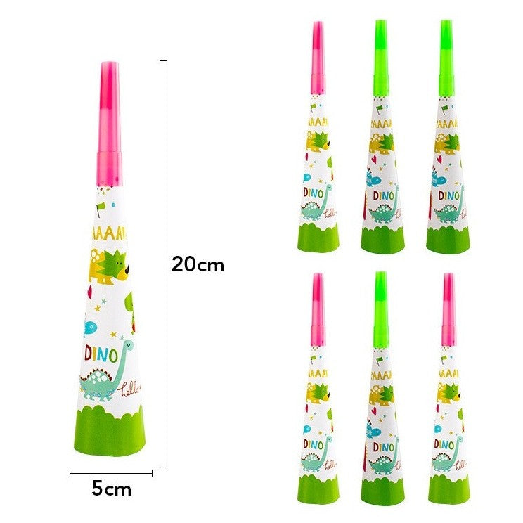 Set 6 Suflatori Petrecere Dino Park, Accesorii Aniversare Tematica Dinozauri, Carton, 20 x 5 cm, Multicolor