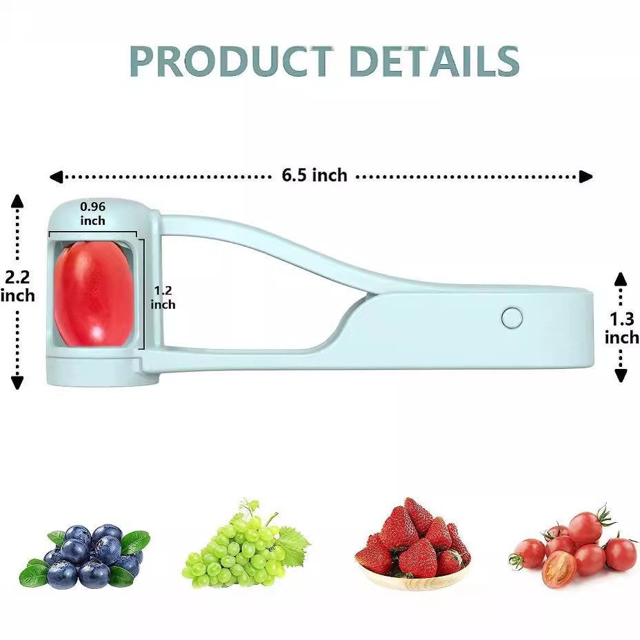 Tăietor de Struguri Manual, Dispozitiv pentru Feliat Fructe Mici cu Lame din Oțel Inoxidabil și Mâner Ergonomic, Plastic, 16.5x5.5 cm, Albastru Deschis