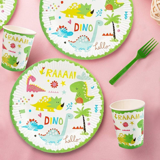 Farfurii Petrecere Dino Park, Set 10 Bucati, Farfurii Carton Tematice Copii, 17 cm, Multicolor