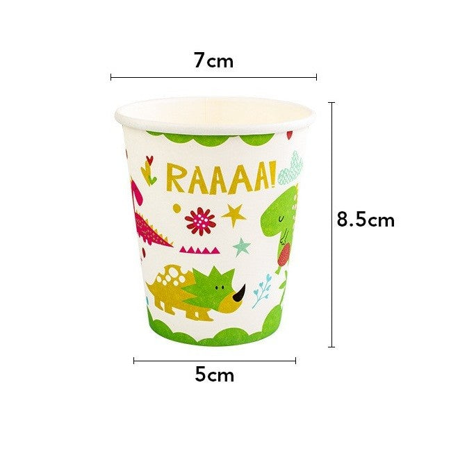 Set 10 Pahare Petrecere Dino Park, Design Tematic Dinozauri, Carton Ecologic, 8.5 x 7 x 5 cm, Multicolor