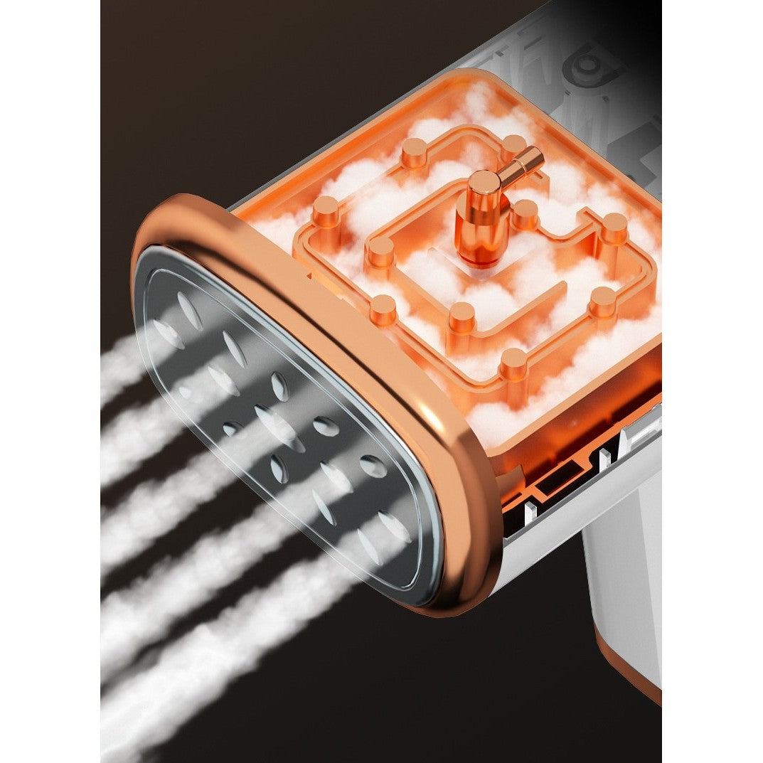 Aparat de Calcat Vertical cu Abur, Fier de Calcat Portabil si Pliabil pentru Calatorii, Putere 1000W, Functie Anti-Picurare si Auto-Curatare, Rezervor 100 ml, Alb