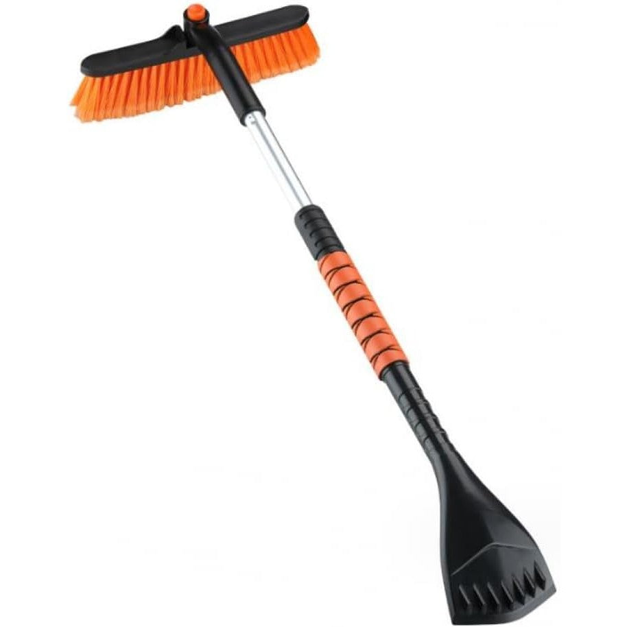 Perie de Zapada cu Racleta pentru Masina, Cap Rotativ si Telescopic, Maner Antiderapant, Aluminiu si Plastic, Portocaliu