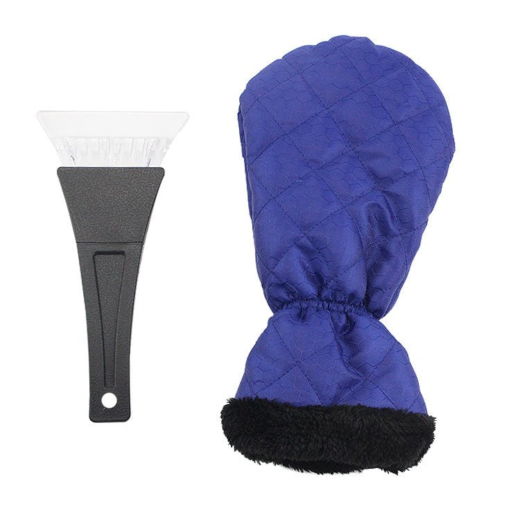 Racleta Gheata cu Manusa Impermeabila, Set Curatare Parbriz, Izolatie Termica Bumbac si Manseta Elastica, Plastic si Prelata, 31 x 15 cm, Albastru