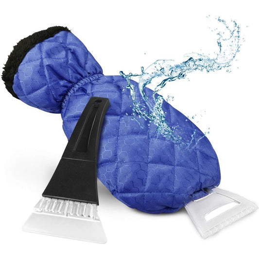 Racleta Gheata cu Manusa Impermeabila, Set Curatare Parbriz, Izolatie Termica Bumbac si Manseta Elastica, Plastic si Prelata, 31 x 15 cm, Albastru
