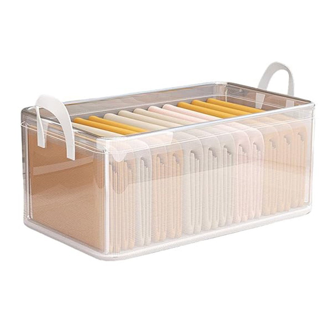 Cutie Depozitare Transparenta cu Capac, Container Organizator Robust pentru Casa si Calatorii, Material PVC Impermeabil, Volum 26L, 47 x 28 x 20 cm