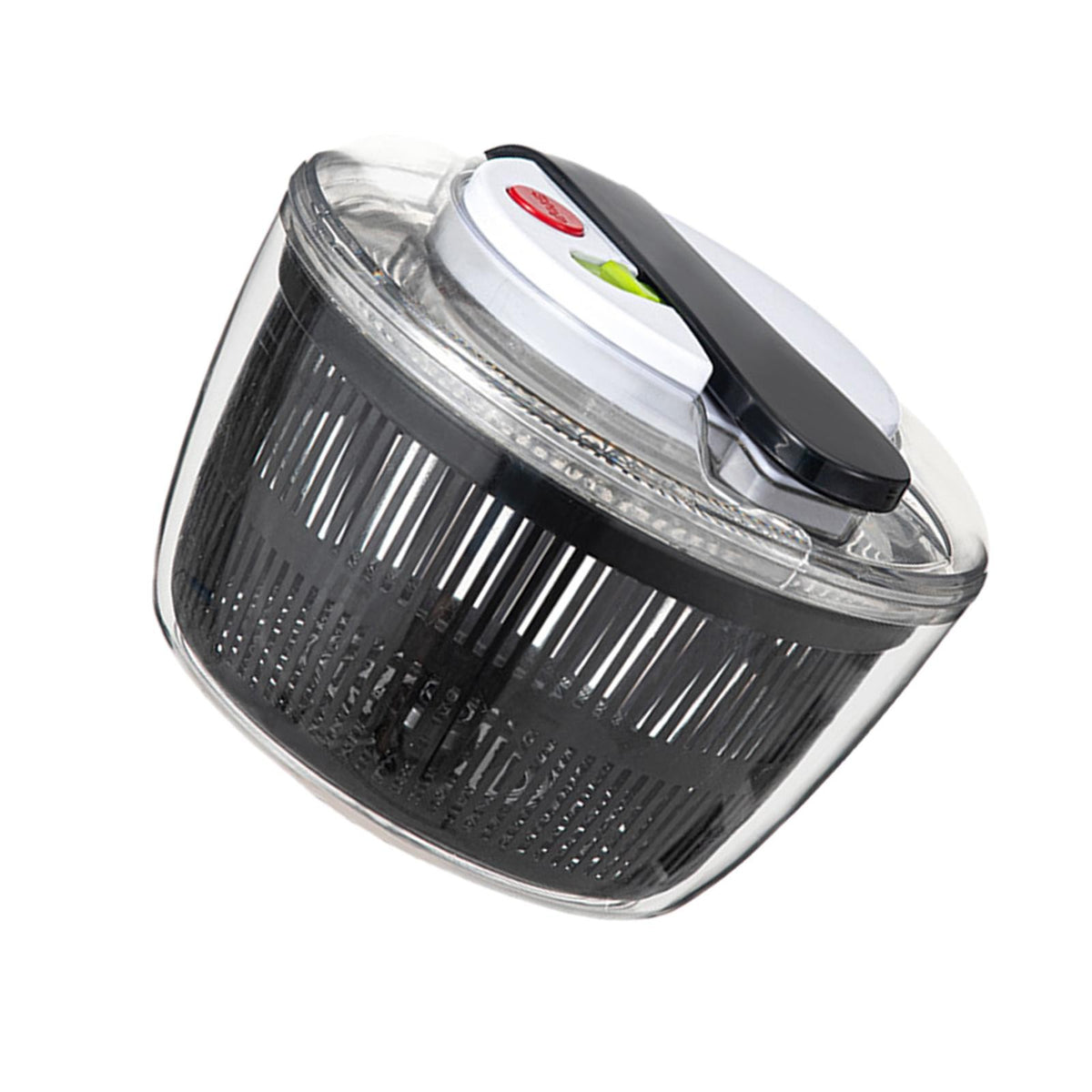 Uscator Manual pentru Salata si Verdeturi, Centrifuga Legume cu Buton Stop si Filtru Apa, Polipropilena si ABS, Capacitate 3L, 16x15x21 cm, Negru