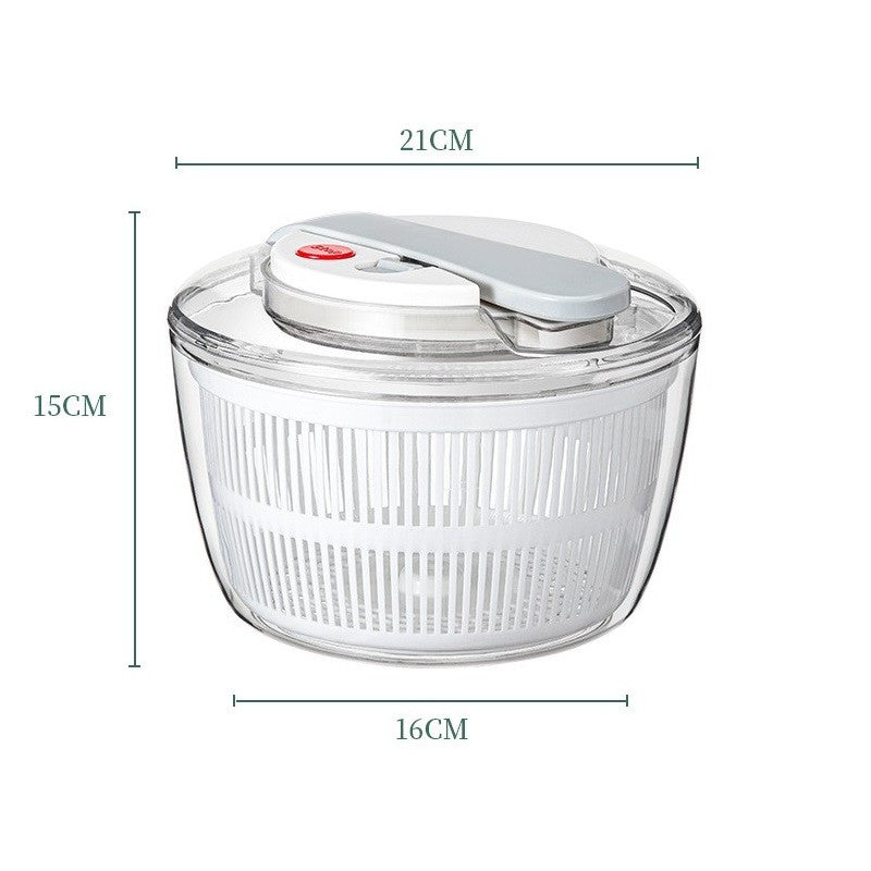 Uscător Manual pentru Salată și Verdețuri, Centrifugă de Legume cu Buton Stop și Evacuare Apă, Plastic ABS, Capacitate 3L, 16x15x21 cm, Alb