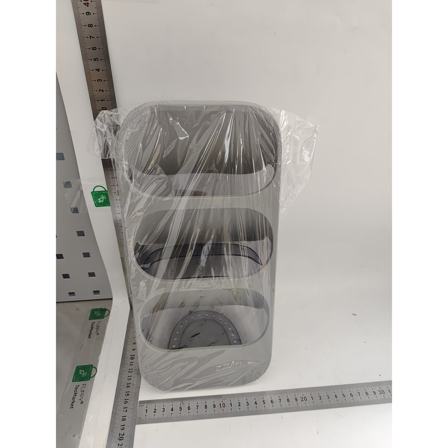 Organizator Pentru Tacamuri Si Ustensile Bucatarie, Suport Multifunctional Pentru Cosmetice, 3 Compartimente Detasabile, Material Plastic PP Durabil, 33 x 16 x 15 cm, Gri