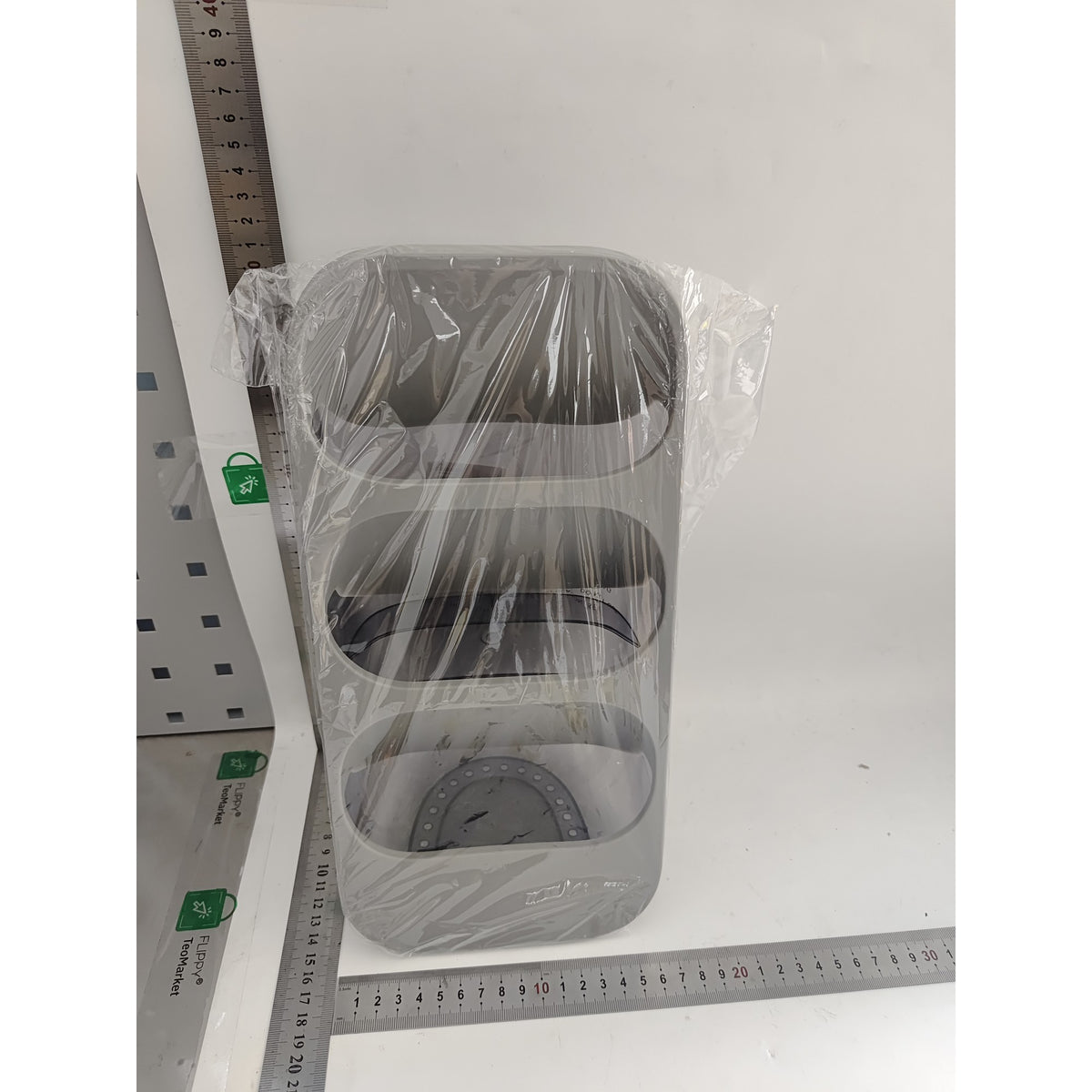 Organizator Pentru Tacamuri Si Ustensile Bucatarie, Suport Multifunctional Pentru Cosmetice, 3 Compartimente Detasabile, Material Plastic PP Durabil, 33 x 16 x 15 cm, Gri