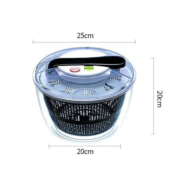 Uscator Manual pentru Salata si Verdeturi, Centrifuga Deshidratare cu Buton Stop si Sistem Parghie, Plastic ABS si PP, Capacitate 5L, 20x20x25 cm, Negru