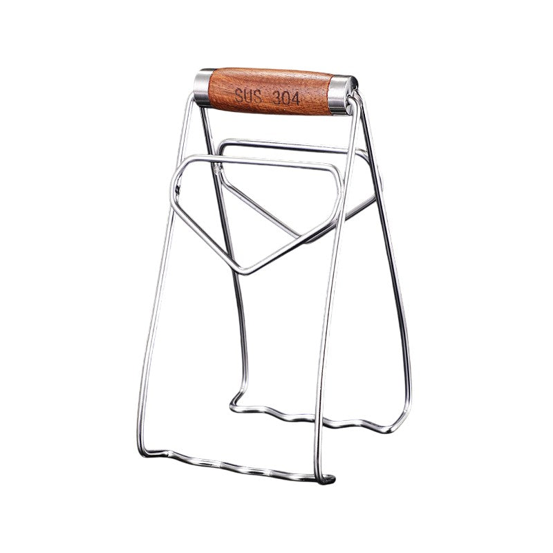 Clemă pentru Boluri și Vase Fierbinți, Cleste Antialunecare Rezistent la Căldură, Oțel Inoxidabil, Design Ergonomic pentru Oale și Tigăi, 19.5x9.8x8 cm, Gri/Maro