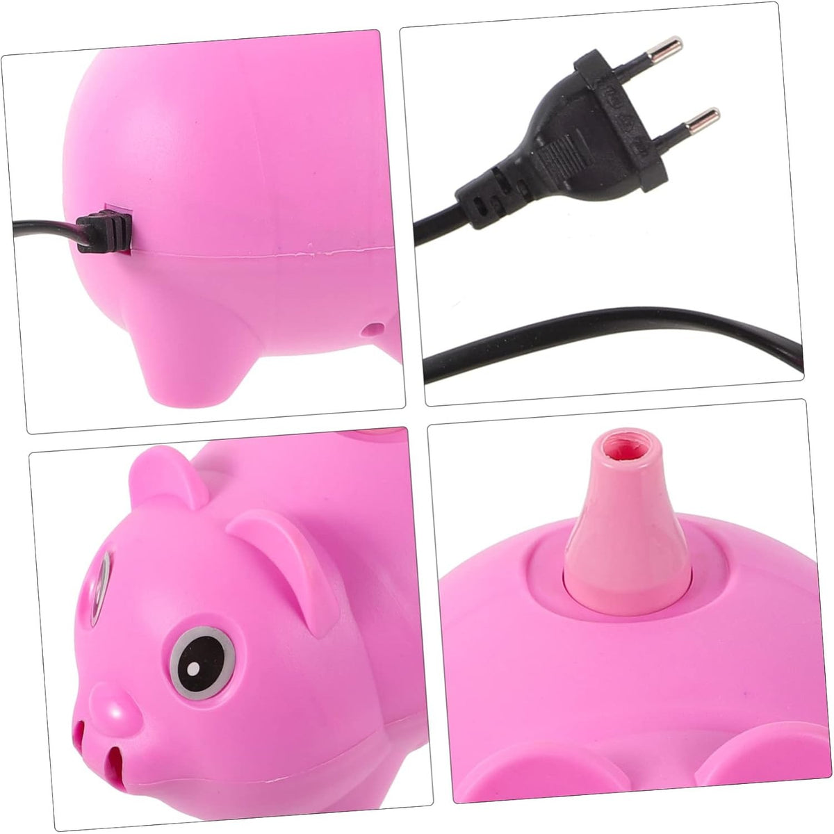Pompă Electrică pentru Umflat Baloane, Putere 380W, Design Ergonomic Model Porc, Material Plastic PP, Roz, 15.5 x 11.3 x 13.6 cm