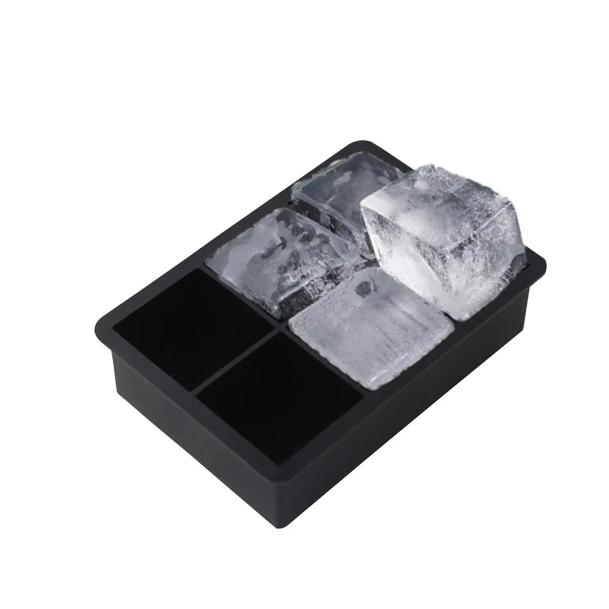 Formă Pentru Gheață, 6 Compartimente Pătrate Mari cu Capac, Silicon Alimentar Fără BPA, Rezistent la Temperaturi Extreme, 17 x 12 x 6 cm, Negru