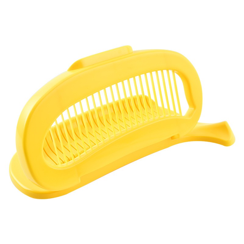 Feliator Multifunctional pentru Legume si Fructe, Design Model Banana, Lame Otel Inoxidabil, Accesorii Bucatarie, 28.8x18.3 cm, Galben